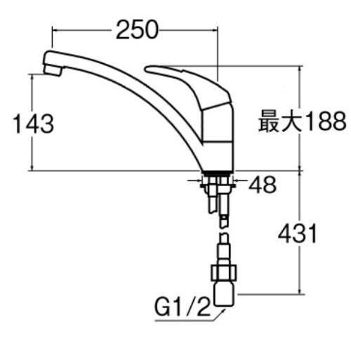 SANEI　キッチン用　寒冷地仕様　シングルワンホール混合栓　ボルト式