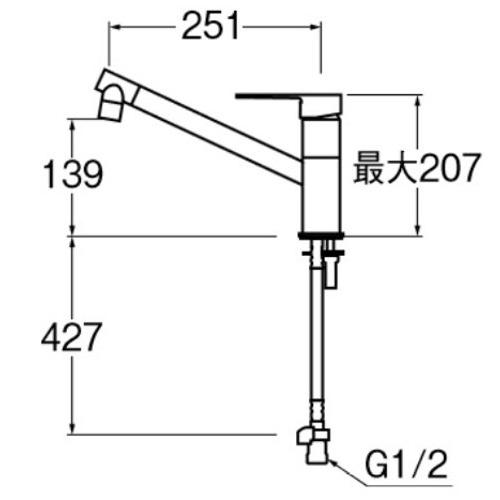 SANEI　キッチン用　寒冷地仕様　シングルワンホール混合栓