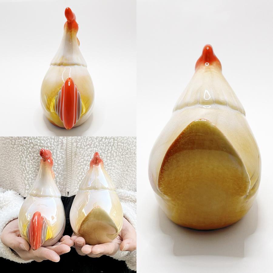 ニワトリ ペアセット 酉年 鳥 鶏 雄鶏 雌鶏 置き物 置物 オブジェ 陶器