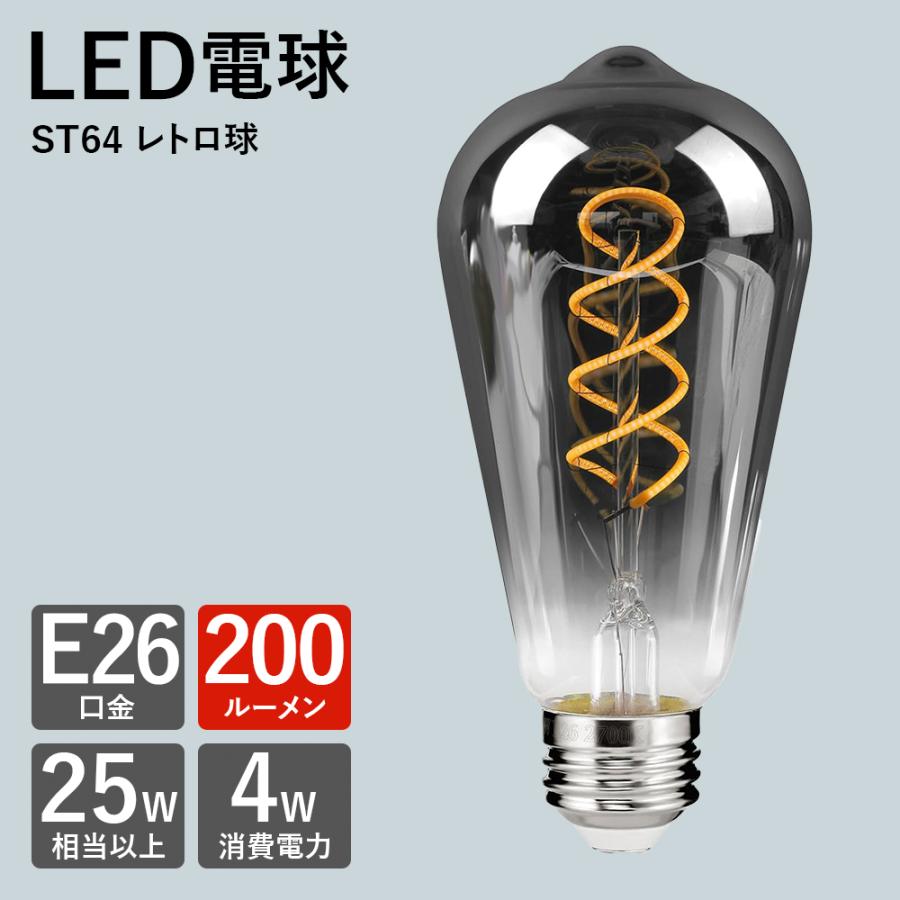 LED電球 E26 20W相当 40W相当 レトロ球 電球色 ガラス エジソン球
