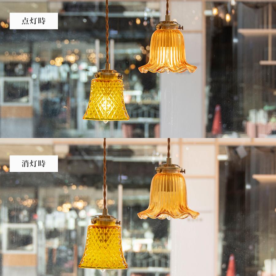 ペンダントライト ガラス 照明 LED レトロ アンティーク 花 1灯 ダクト