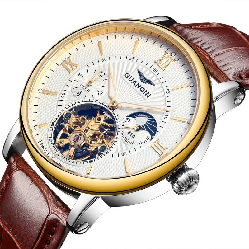 メンズ 機械式時計 黄金 トップブランド 高級 スケルトン腕時計 : MU