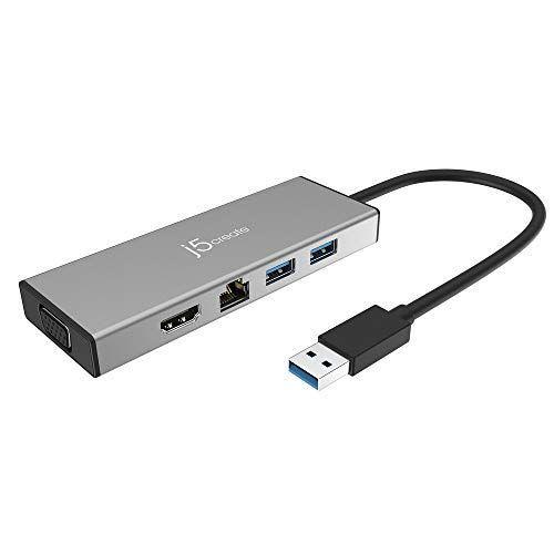 j5 create USB 3.0 5in1 デュアルモニタ ミニドック マルチ ハブ シルバー USB3.0x2, HDMI, VGA
