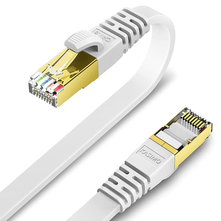 35％OFF 2m KASIMO CAT8 フラット SFTP RJ45 40Gbps カテゴリー8 LANケーブル 金メッキコネ 2000MHz  超高速 PCケーブル、コネクタ