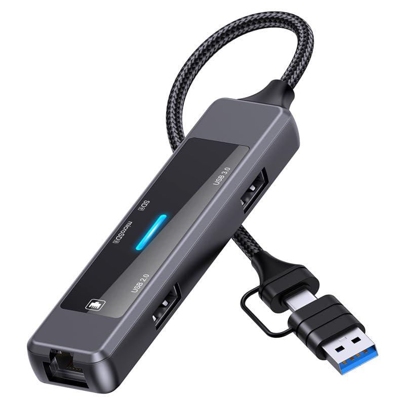 USB 3.0 ハブ LUONOCAN 有線lan hub 100Mbps イーサネットアダプタ TYPEC変換コネクタ tf sdカード