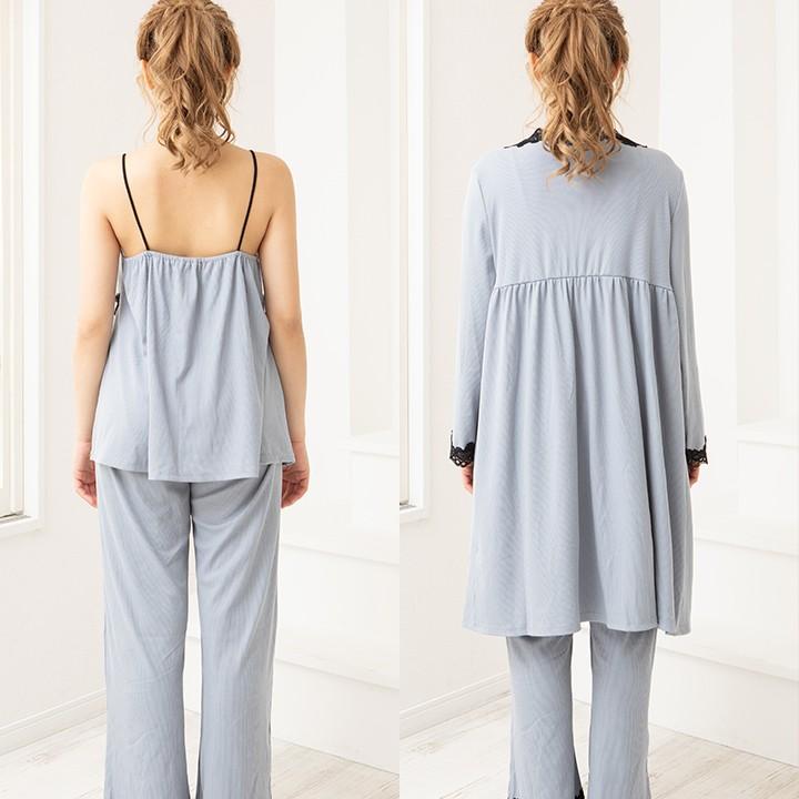 ルームウェア 3点セット キャミソール ガウン ボトムス リボン レース リブ素材 やわらか レディース 部屋着 パジャマ おしゃれ ギフト 寝巻き ナイトウェア Rw 002 Mude ムード 通販 Yahoo ショッピング