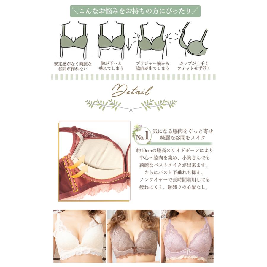 [新品・未使用]アイボリー花柄レースブラジャーショーツセット Lace Ladies ブラジャー ショーツセット 花柄レース×フリル ブラ