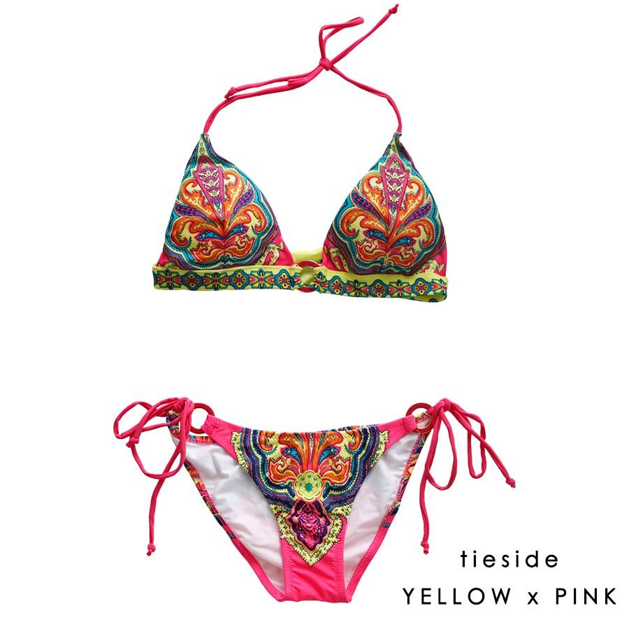 エスニック ビキニ 水着 二点セット アジアン 女性 レディース 可愛い かわいい 大人 S M L ブルー ピンク イエロー ホルターネック タイサイド 紐ビキニ Sw15 015 Mude ムード 通販 Yahoo ショッピング