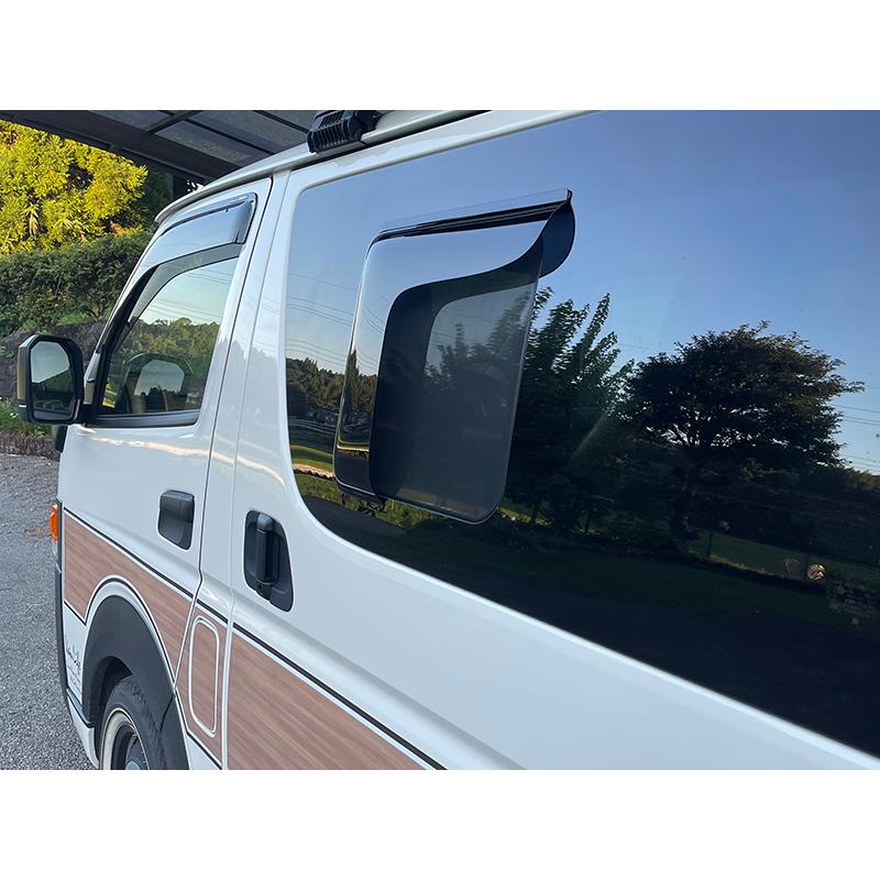 ハイエース 200系 小窓 バイザー 4型以降 片側 ダーク パーツ : マッド