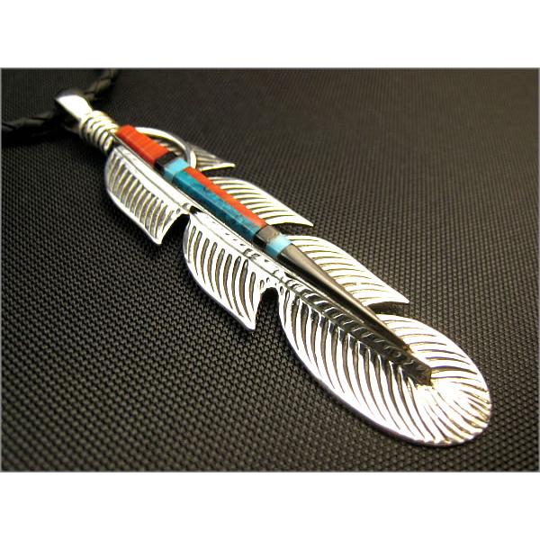 シルバー925ペンダント/フェザー・インディアン　ズニスタイル |  | 01