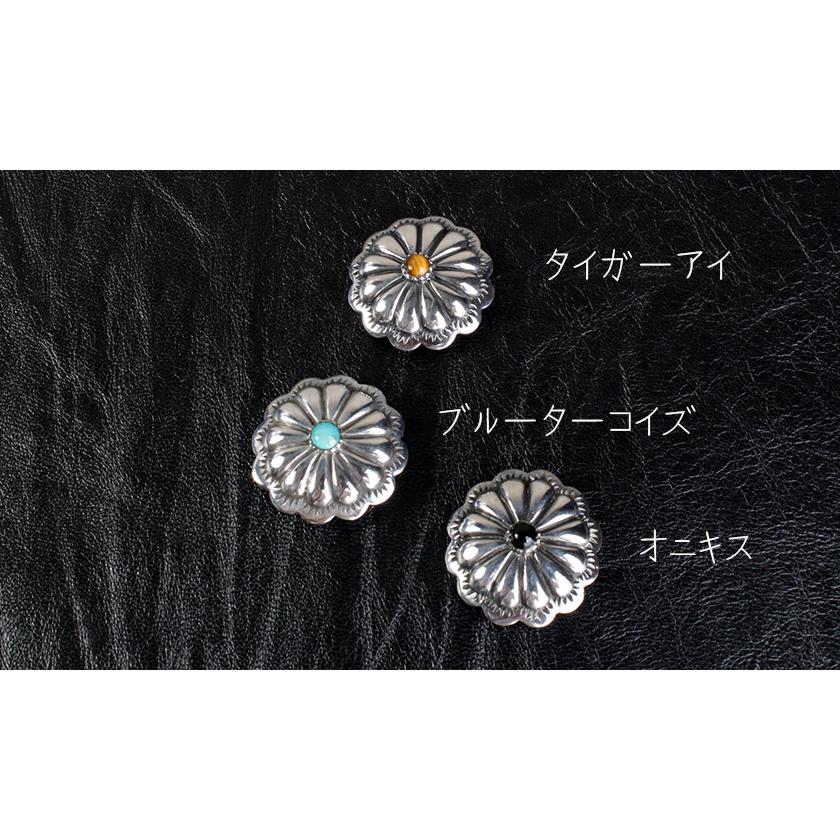コンチョ ボタン/ネジ式/天然ブルーターコイズ・オニキス・シェル/ネイティブ系コンチョ/ミドル/レザークラフト/バイカーズウォレット/コンチョシルバー925 |  | 01