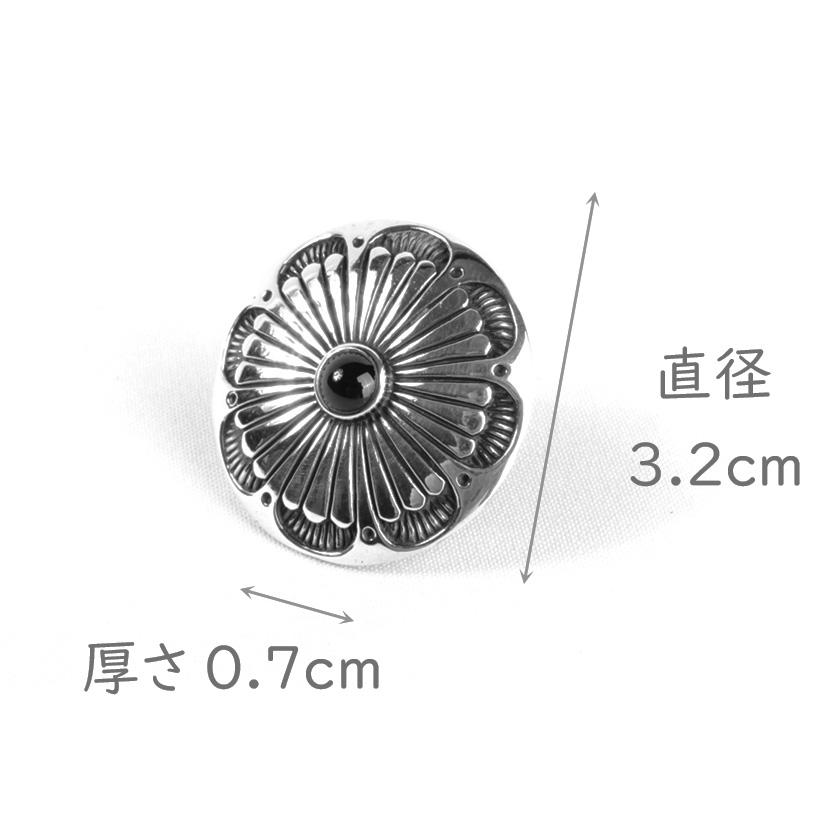 コンチョ ボタン/ネジ式/天然オニキス・レッドシェル/ネイティブ系コンチョ/フローラルビッグ/レザークラフト/バイカーズウォレット/コンチョシルバー925 |  | 01