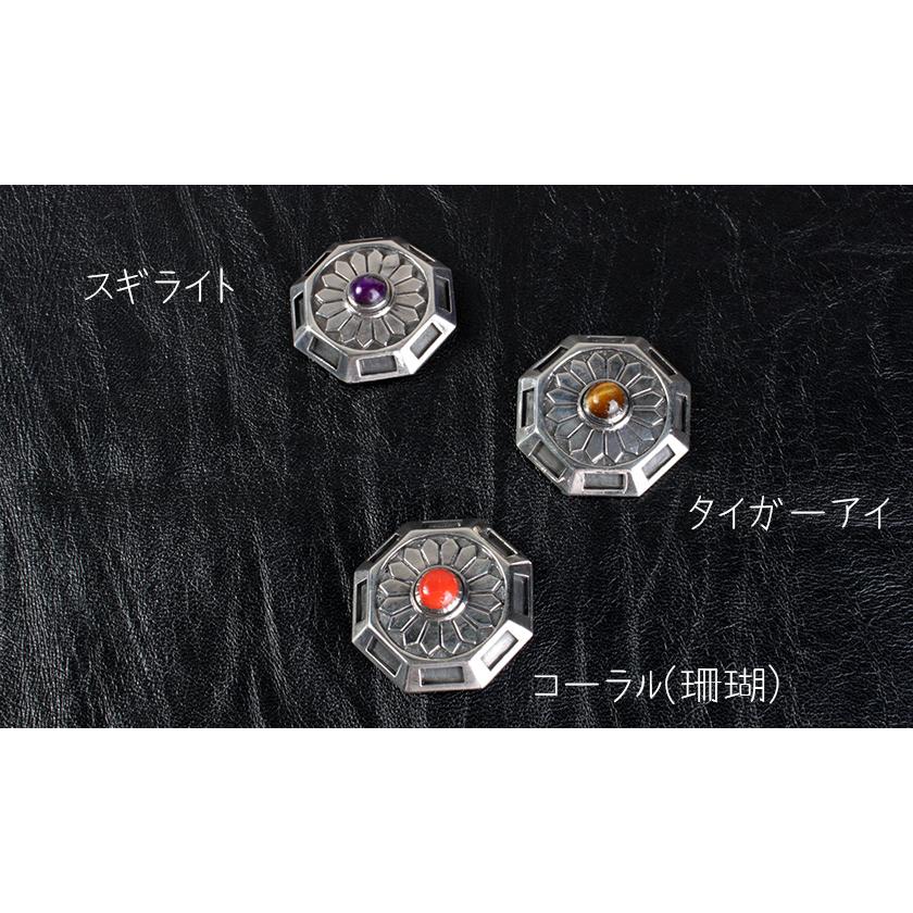 コンチョ ボタン/ネジ式/天然スギライト/ネイティブ系コンチョ/フローラルビッグ/レザークラフト/バイカーズウォレット/コンチョシルバー925 |  | 02