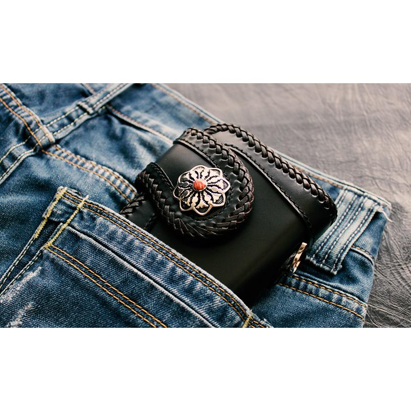 コンチョ ボタン/ネジ式/天然ターコイズ・スギライト・オニキス/ネイティブ系フローラルビッグ/レザークラフト/バイカーズウォレット/コンチョシルバー925 |  | 04