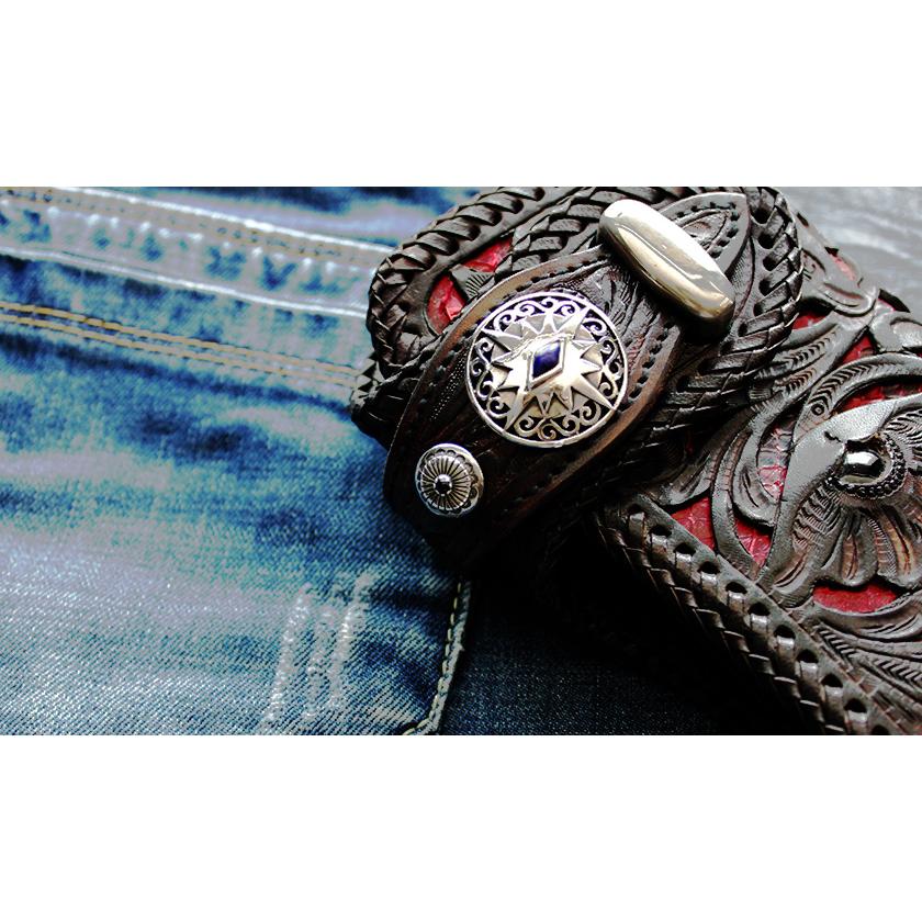 コンチョシルバー925/天然石・ターコイズ・ラピスラズリ・オニキス/ネイティブ系/透かしダイヤ型/レザークラフト/バイカーズウォレット/コンチョボタン/ネジ式 |  | 04