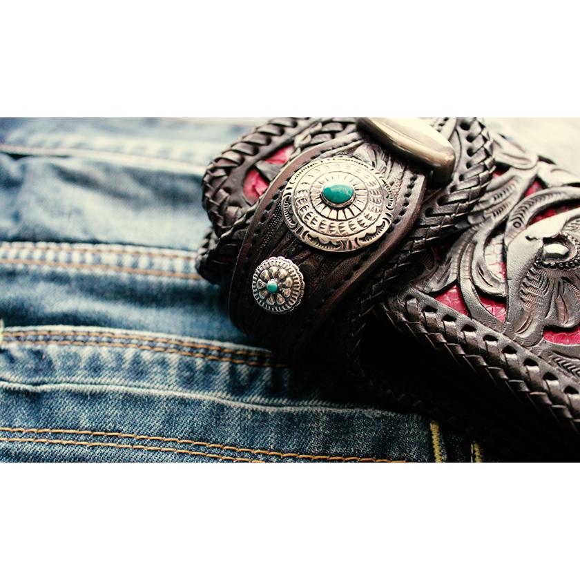 コンチョシルバー925/天然石ブルーターコイズコンチョ/フラワー/スモールコンチョ/レザークラフト/コンチョボタン/ネジ式 |  | 04