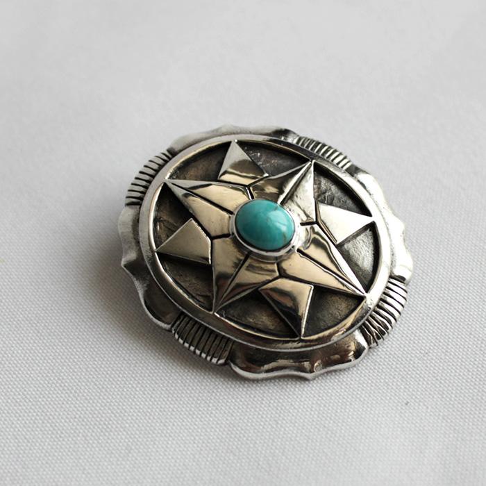 コンチョ ボタン/ネジ式/天然ストーン・ブルーターコイズ/ビッグコンチョ/レザークラフト/バイカーズウォレット/コンチョシルバー925 |  | 01