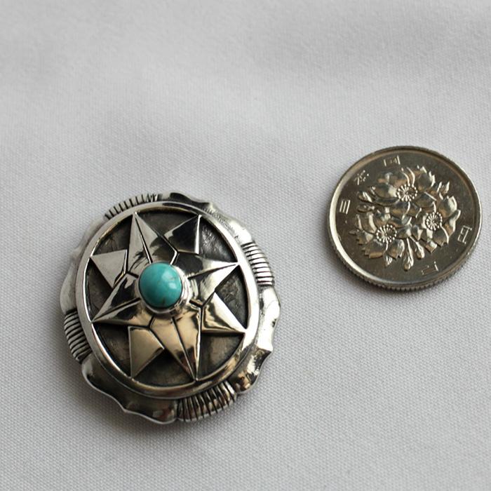 コンチョ ボタン/ネジ式/天然ストーン・ブルーターコイズ/ビッグコンチョ/レザークラフト/バイカーズウォレット/コンチョシルバー925 |  | 02