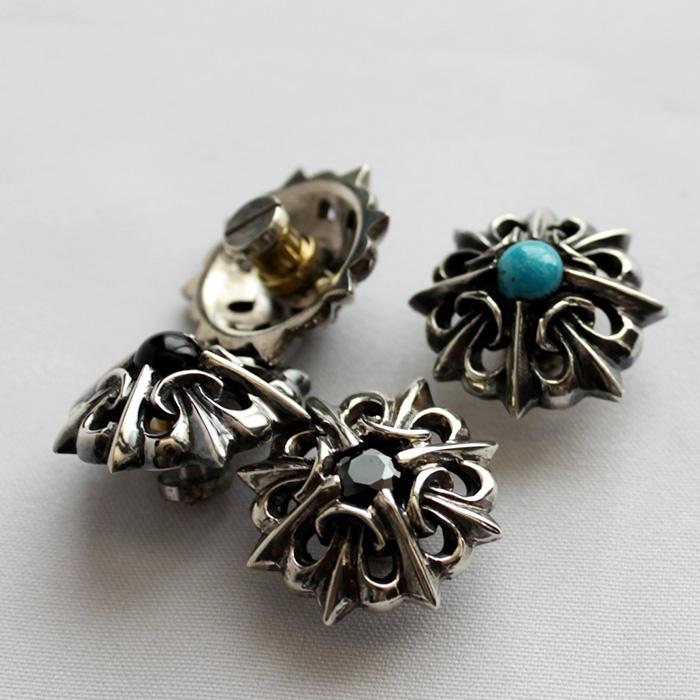 コンチョ ボタン/ネジ式/天然石コンチョ/リリーmini/レザークラフト/バイカーズウォレット/コンチョシルバー925 |  | 02