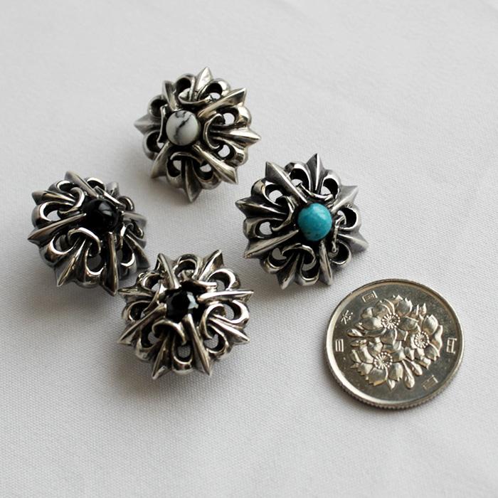 コンチョ ボタン/ネジ式/天然石コンチョ/リリーmini/レザークラフト/バイカーズウォレット/コンチョシルバー925 |  | 03