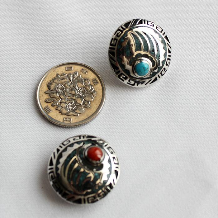 コンチョ ボタン/ネジ式/天然石コンチョ/ネイティブ系ミニコンチョ/レザークラフト/バイカーズウォレット/コンチョシルバー925 |  | 02