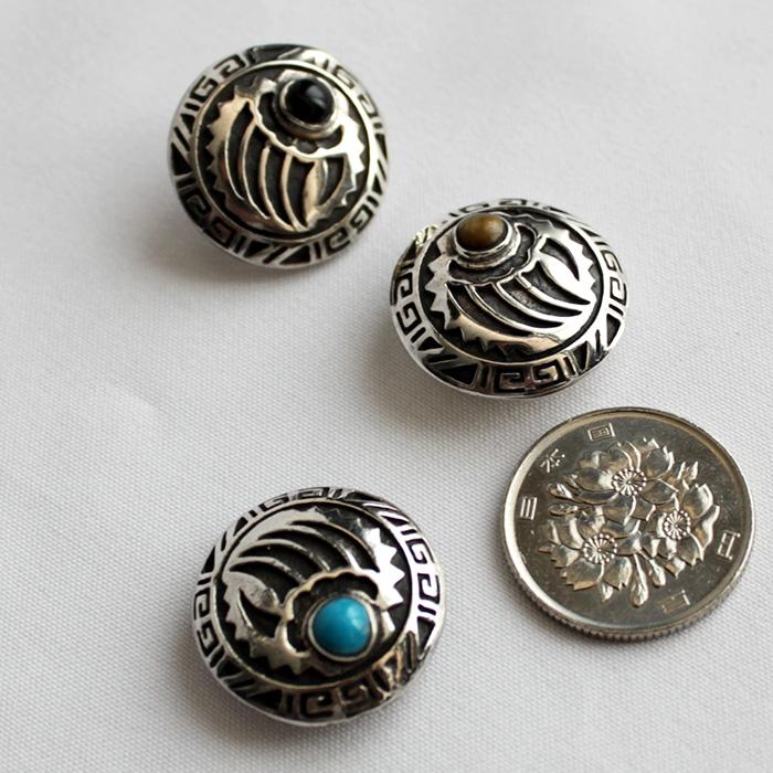 コンチョ ボタン/ネジ式/天然石コンチョ/ネイティブ系ミニコンチョ/レザークラフト/バイカーズウォレット/コンチョシルバー925 |  | 02
