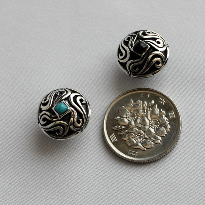コンチョ ボタン/ネジ式/天然石コンチョ/ブルーターコイズ石/透かしミニコンチョ/レザークラフト/コンチョシルバー925 |  | 04