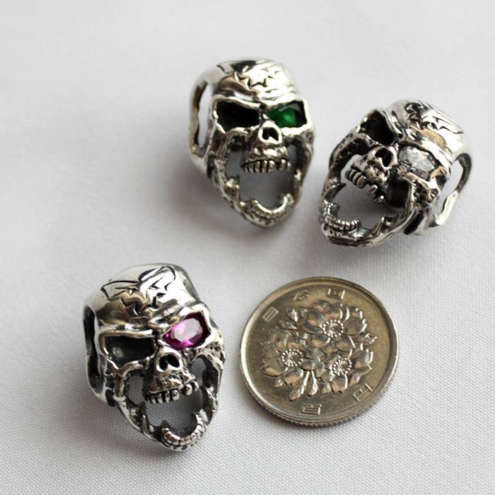 コンチョ ボタン/ネジ式/スカルコンチョ/CZ・ジルコニア眼球カスタム/ミニコンチョ/レザークラフト/コンチョシルバー925 |  | 02