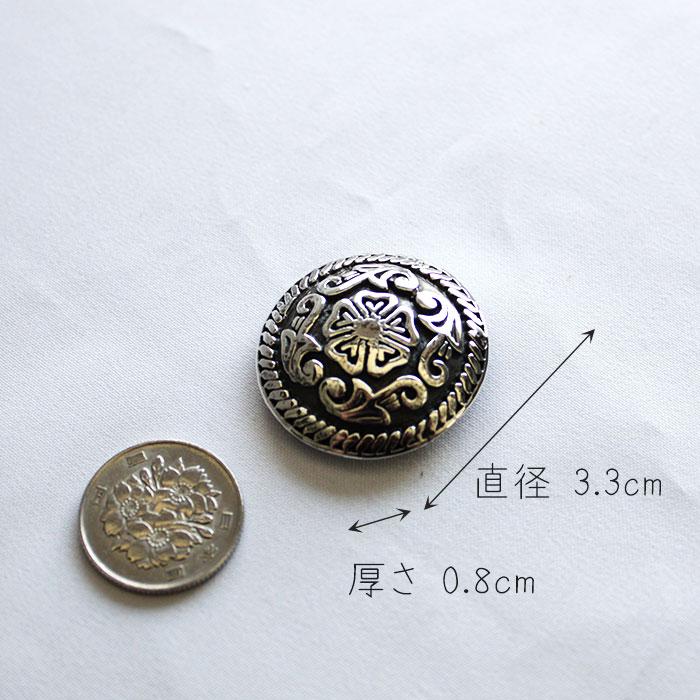 コンチョ ボタン シルバー925/ネジ式/フローラル彫金/ビッグ コンチョ ボタン シルバー925/ネジ式/フローラル彫金/ビッグ