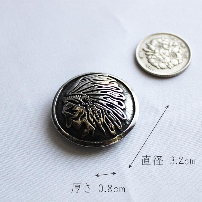 コンチョ ボタン シルバー925/ネジ式/インディアン彫金/ミドルサイズ/レザークラフト/バイカーズウォレット |  | 03