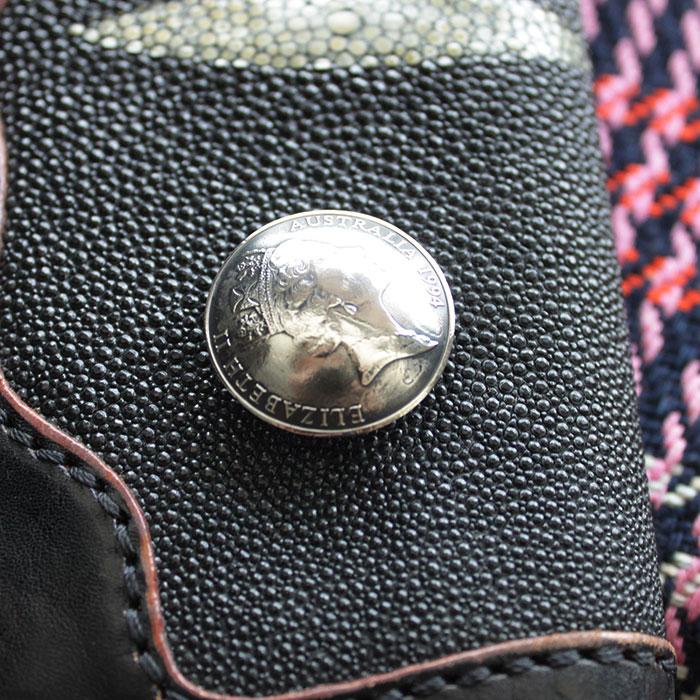 コインコンチョ ボタン /エリザベス/ミドルサイズ/ビンテージコインコンチョ/レザークラフト/バイカーズウォレット |  | 01