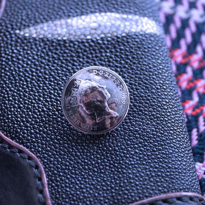 コインコンチョ ボタン /エリザベス/ミニサイズ/ビンテージコインコンチョ/レザークラフト/バイカーズウォレット |  | 01