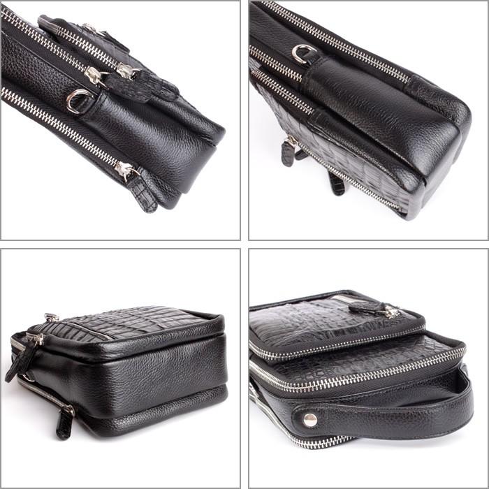 ジッパーセカンドバッグ・クロコダイル黒・茶/ショルダーベルト付 |  | 03