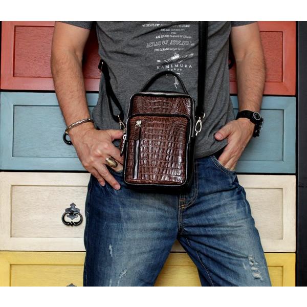 ジッパーセカンドバッグ・クロコダイル黒・茶/ショルダーベルト付 |  | 05