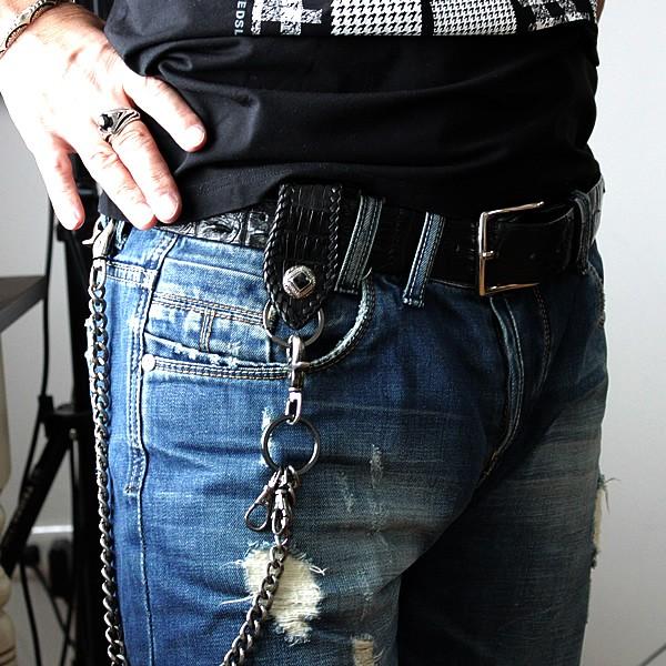 キーホルダー 革/バイカーズウォレット/クロコダイルベルトループ/MDゴシックオニキスコンチョ |  | 05