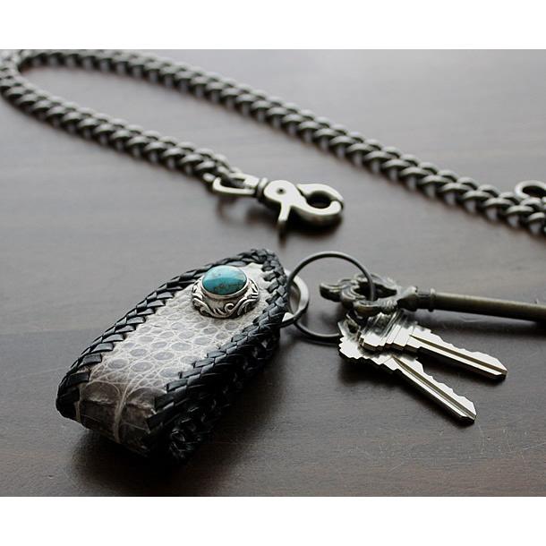 キーホルダー 革/バイカーズウォレット/クロコダイルベルトループ/ブルーターコイズコンチョ |  | 04
