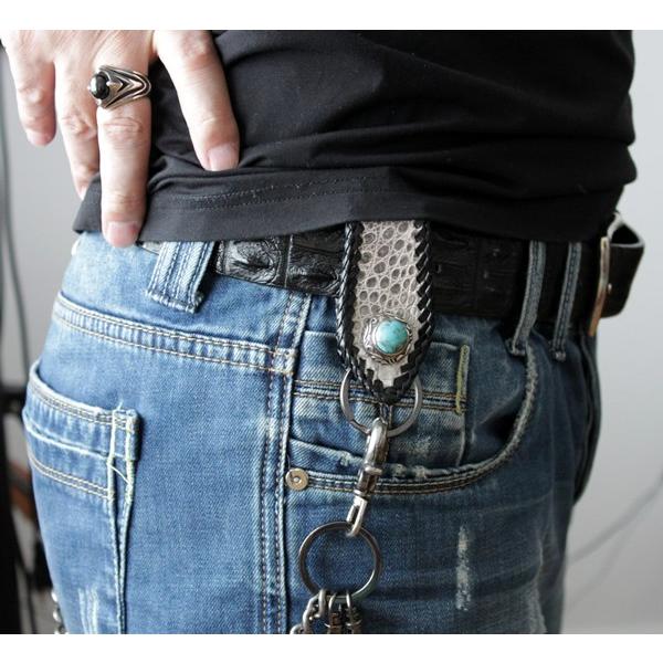 キーホルダー 革/バイカーズウォレット/クロコダイルベルトループ/ブルーターコイズコンチョ |  | 05