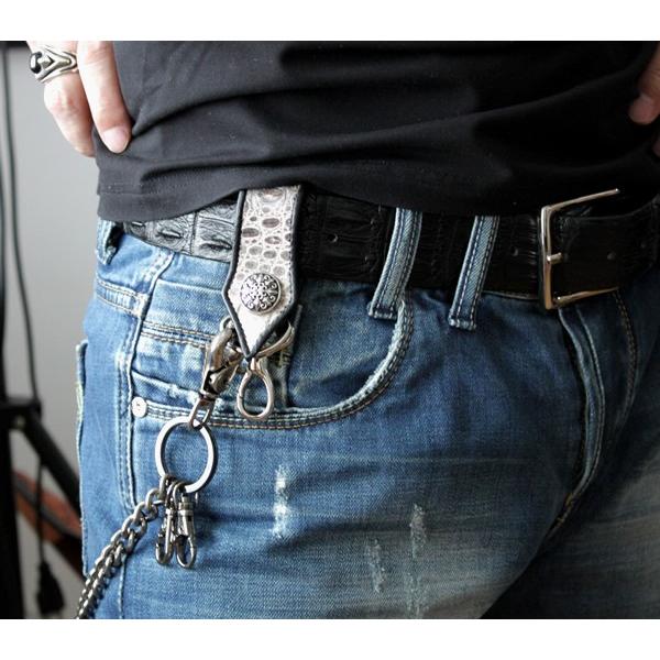 キーホルダー 革/バイカーズウォレット/クロコダイルベルトループ/シルバー925 PIPING Style |  | 06