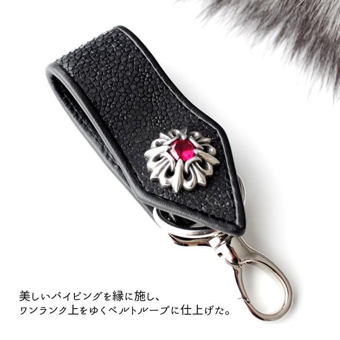 キーホルダー 革/バイカーズウォレット/スティングレイポリッシュ・ベルトループ/シルバーコンチョCZユリゴシック PIPING Style |  | 02