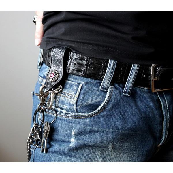 キーホルダー 革/バイカーズウォレット/スティングレイポリッシュ・ベルトループ/シルバーコンチョCZユリゴシック PIPING Style |  | 05