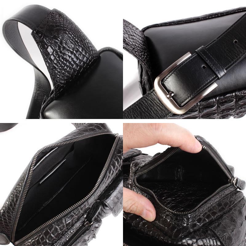 クロコダイルレザー・本革メンズバッグ/クラウンクロコ/ボディバッグ・ウエストバッグ/ブラック |  | 03