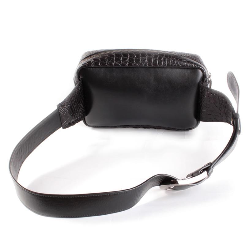 クロコダイルレザー・本革メンズバッグ/クラウンクロコ/ボディバッグ・ウエストバッグ/ブラック |  | 05
