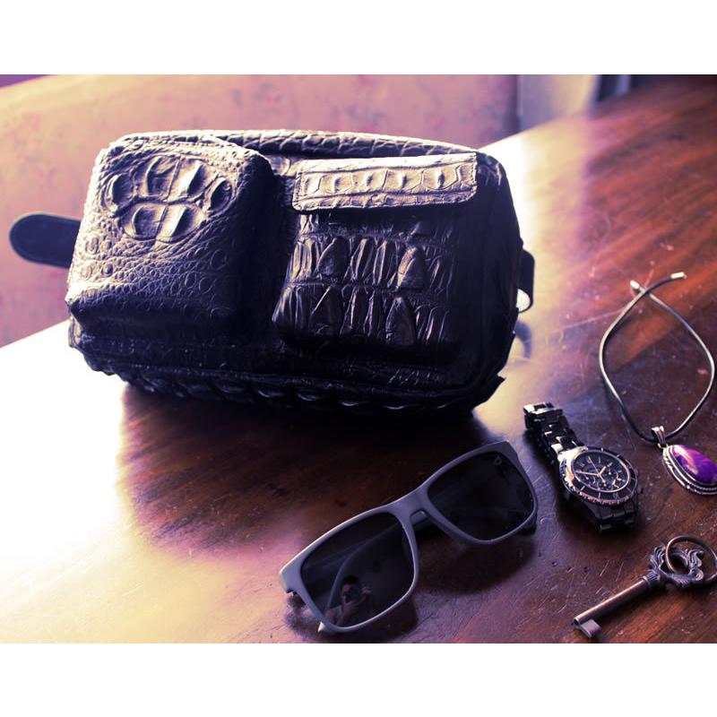 クロコダイル本革ブラックボディーバッグ 楽天市場】クロコダイル ワニ革 本革 斜めがけ ボディバッグ