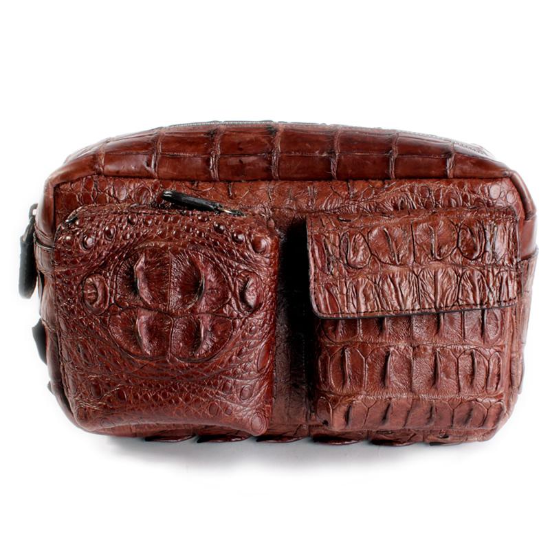 クロコダイルボディバッグ・本革メンズバッグ/クラウンクロコ/ウエストバッグ/ブラウン |  | 01
