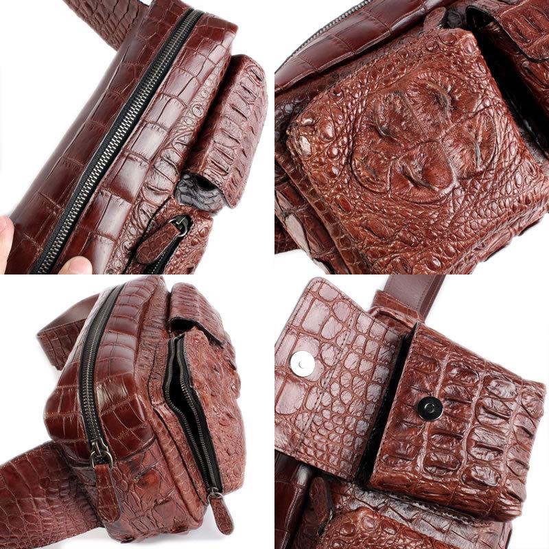 クロコダイルボディバッグ・本革メンズバッグ/クラウンクロコ/ウエストバッグ/ブラウン |  | 03