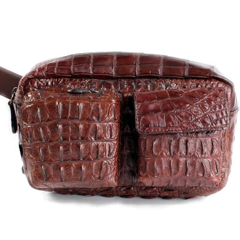 クロコダイルボディバッグ・本革メンズバッグ/クラウンクロコ/ウエストバッグ/ブラウン |  | 01