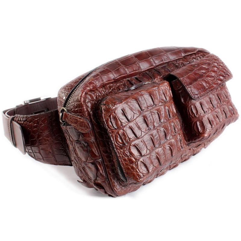 クロコダイルボディバッグ・本革メンズバッグ/クラウンクロコ/ウエストバッグ/ブラウン |  | 02