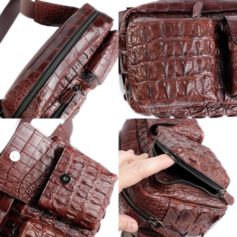 クロコダイルボディバッグ・本革メンズバッグ/クラウンクロコ/ウエストバッグ/ブラウン |  | 03