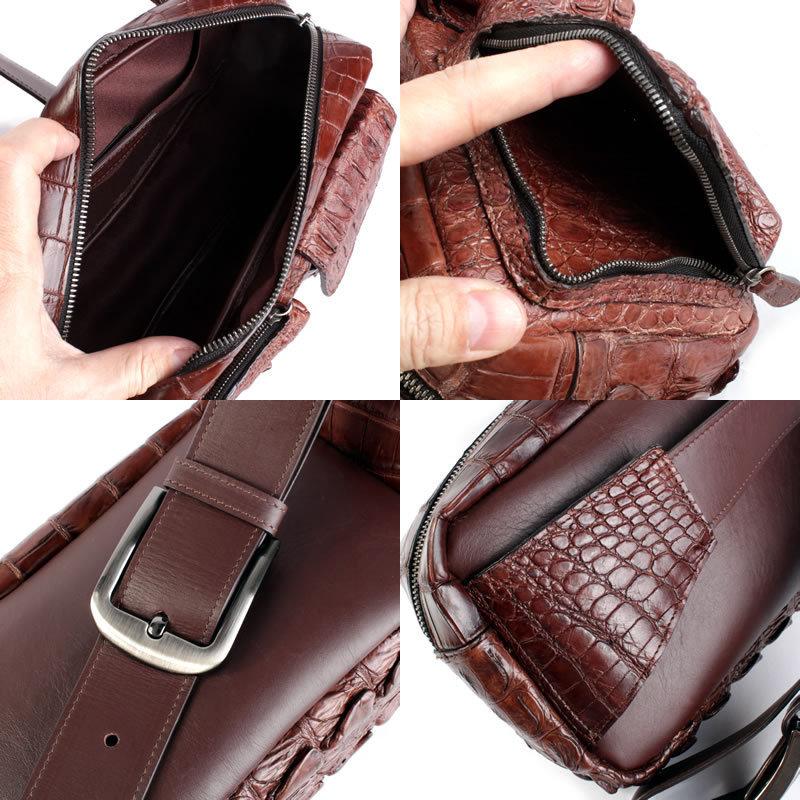 クロコダイルボディバッグ・本革メンズバッグ/クラウンクロコ/ウエストバッグ/ブラウン |  | 04