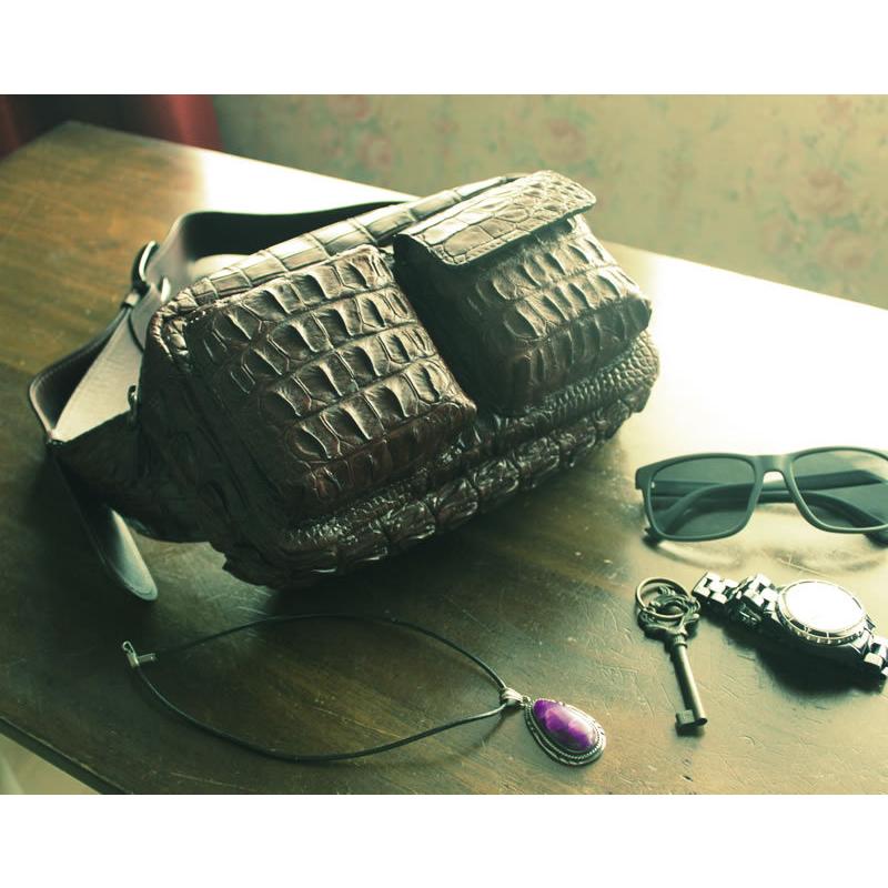 クロコダイルボディバッグ・本革メンズバッグ/クラウンクロコ/ウエストバッグ/ブラウン |  | 08